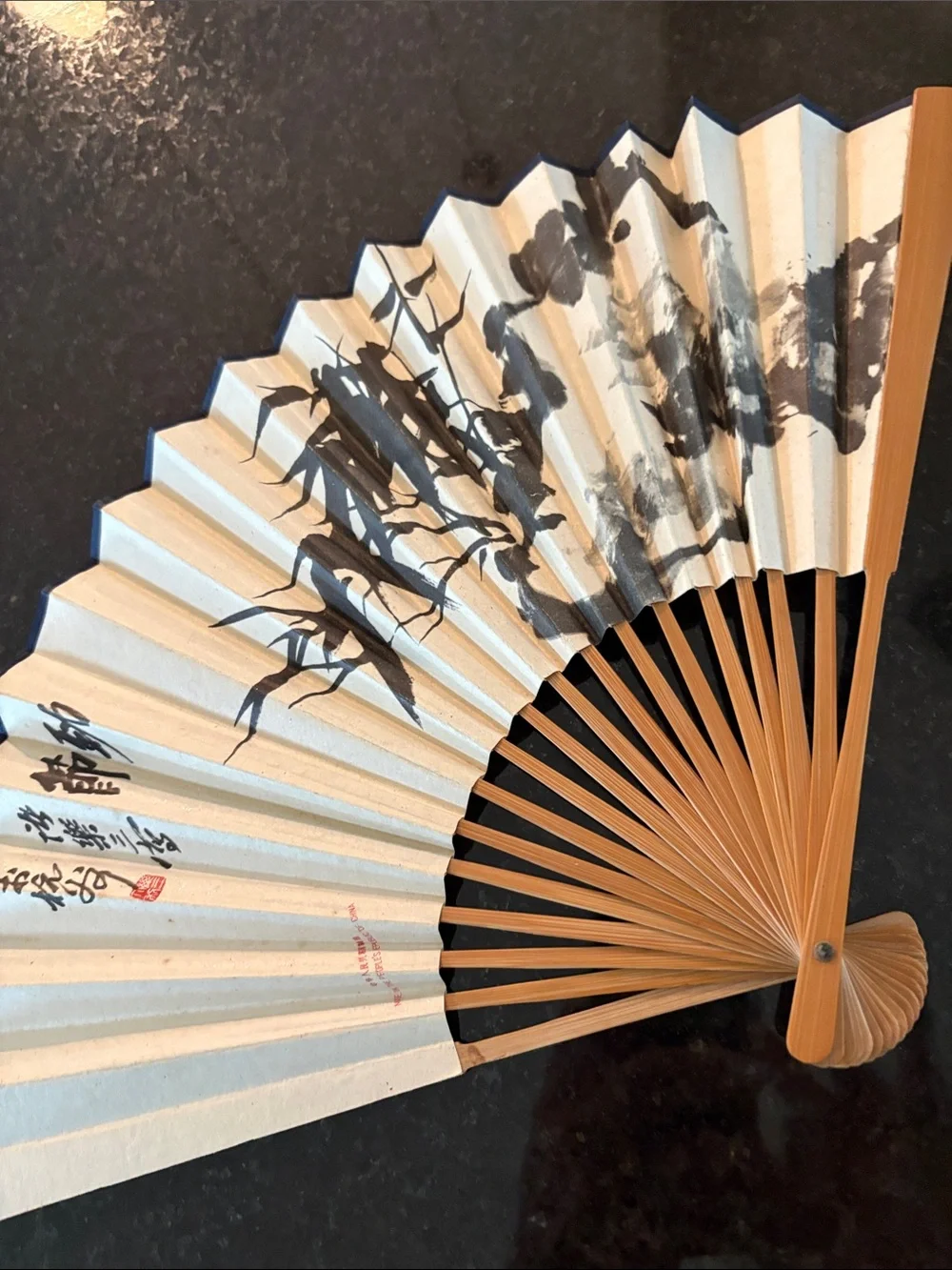 Decorative Folding Fan Wall Art - Cream and Black